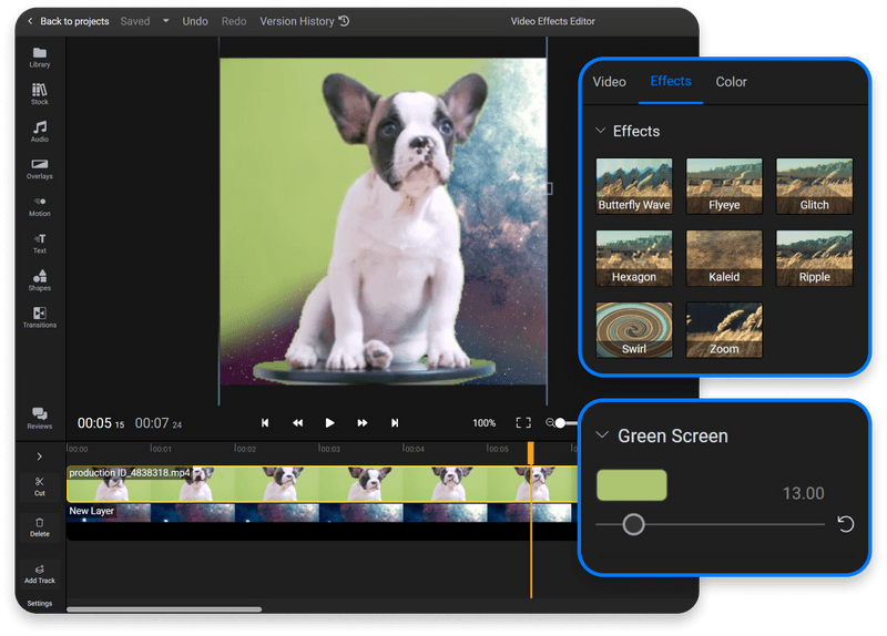 Video Effects Editor Online Add transitions, filters and animations